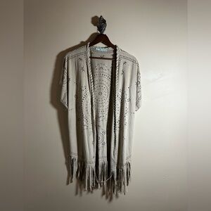 Maurices Faux Suede Laser-Cut Cardigan – Soft, Stylish & Versatile - EUC - L/XL